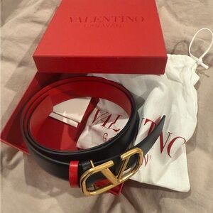Valentino Belt in Black with Gold Buckle